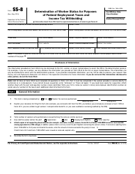 IRS Form SS-8 Determination of Worker Status for Purposes of Federal Employment Taxes and Income Tax Withholding