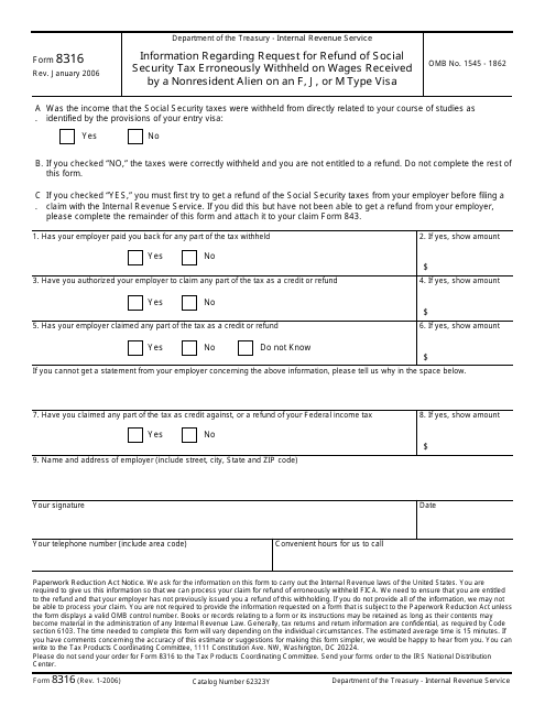 IRS Form 8316  Printable Pdf