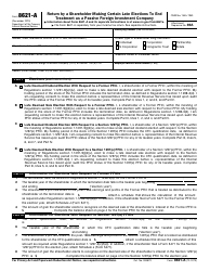 Document preview: IRS Form 8621-A Return by a Shareholder Making Certain Late Elections to End Treatment as a Passive Foreign Investment Company