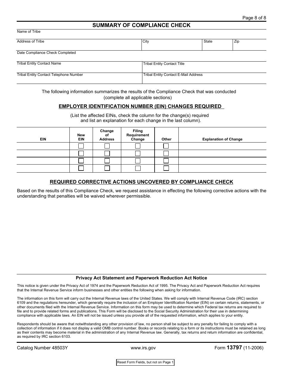 IRS Form 13797 Compliance Check Report, Page 8