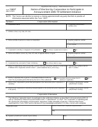 Document preview: IRS Form 13657 Notice of Election by Corporation to Participate in Announcement 2005-19 Settlement Initiative