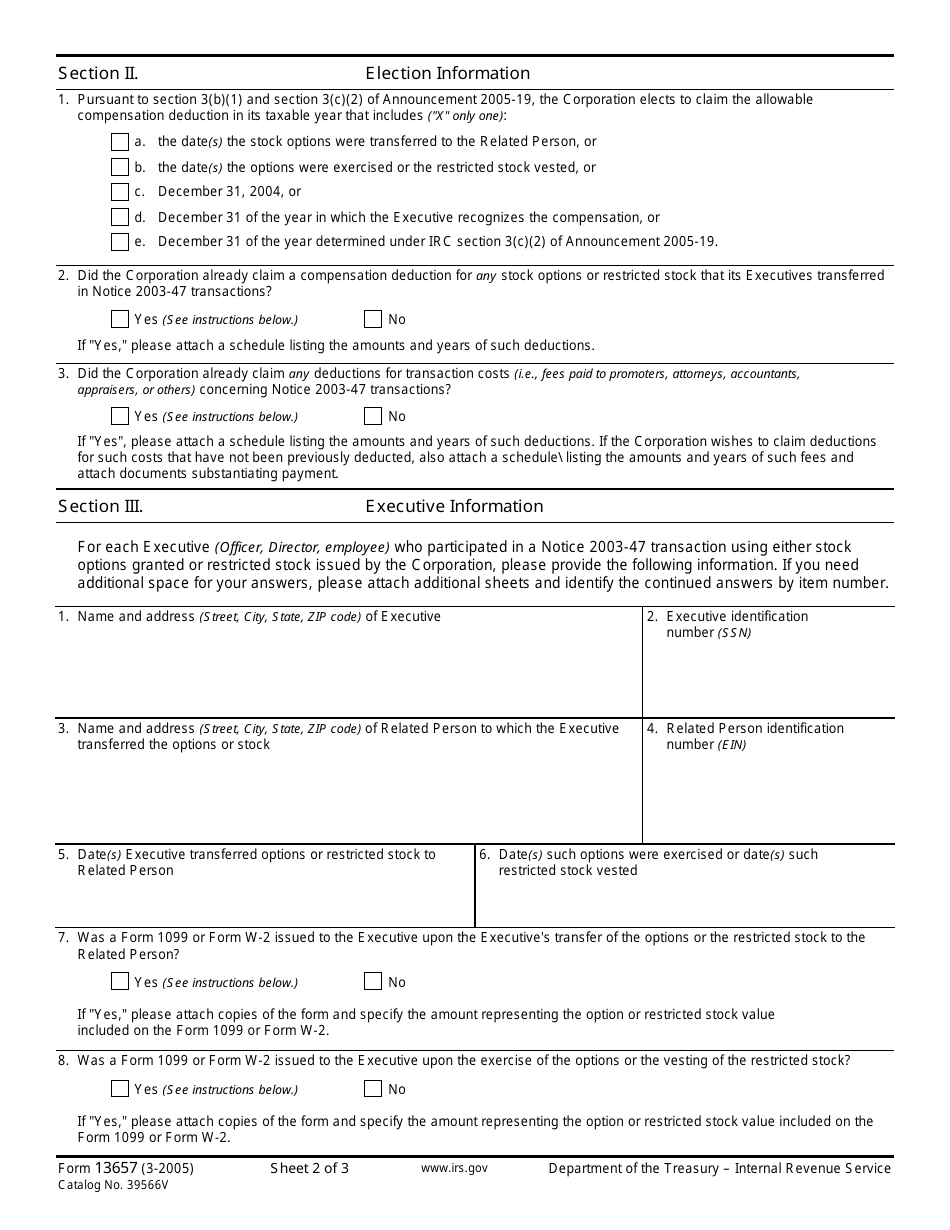 IRS Form 13657 Notice of Election by Corporation to Participate in Announcement 2005-19 Settlement Initiative, Page 2