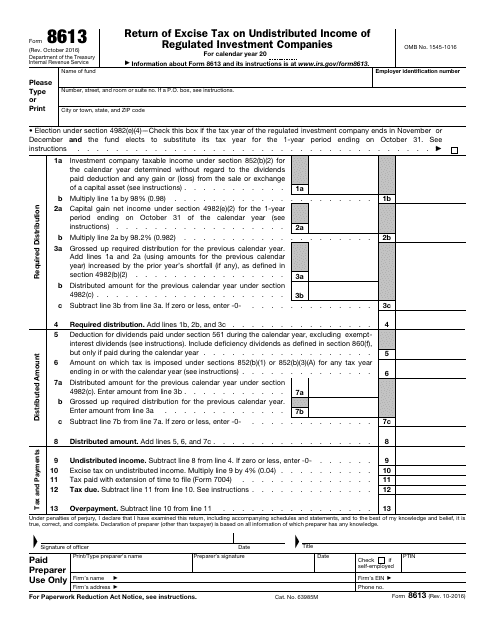 IRS Form 8613  Printable Pdf