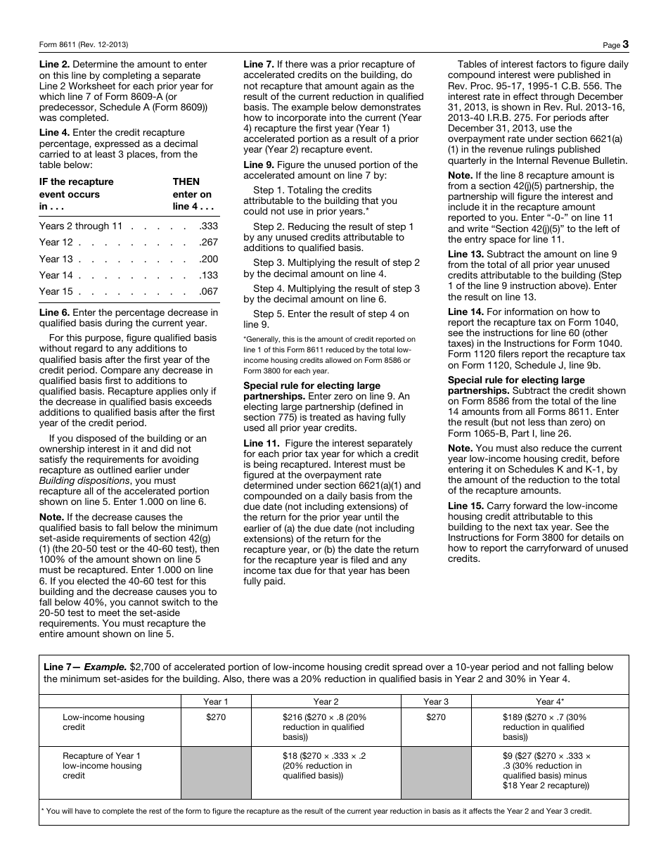 IRS Form 8611 Recapture of Low-Income Housing Credit, Page 3