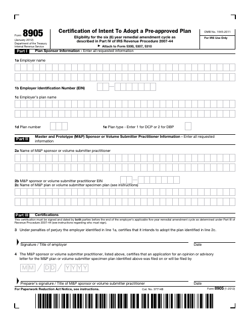 IRS Form 8905  Printable Pdf