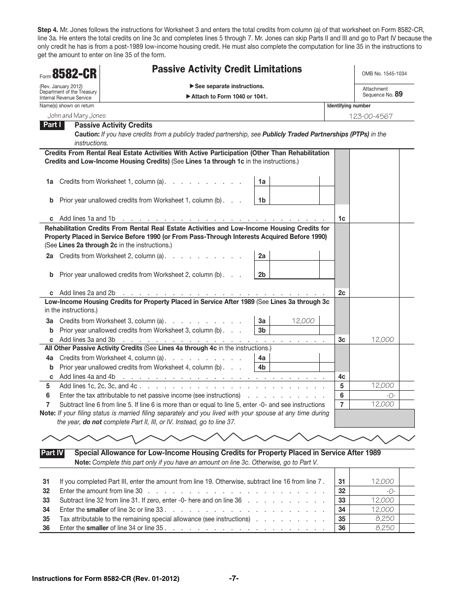 Instructions for IRS Form 8582-CR Passive Activity Credit Limitations, Page 7