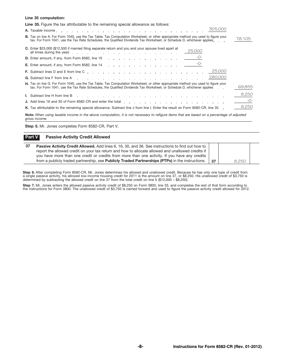 Instructions for IRS Form 8582-CR Passive Activity Credit Limitations, Page 8