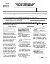 Document preview: IRS Form 5768 Election/Revocation of Election by an Eligible Section 501(C)(3) Organization to Make Expenditures to Influence Legislation