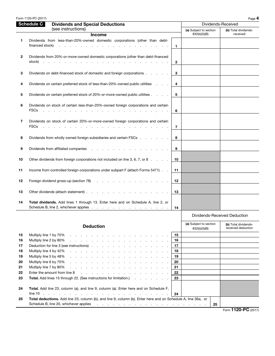IRS Form 1120-PC U.S. Property and Casualty Insurance Company Income Tax Return, Page 4