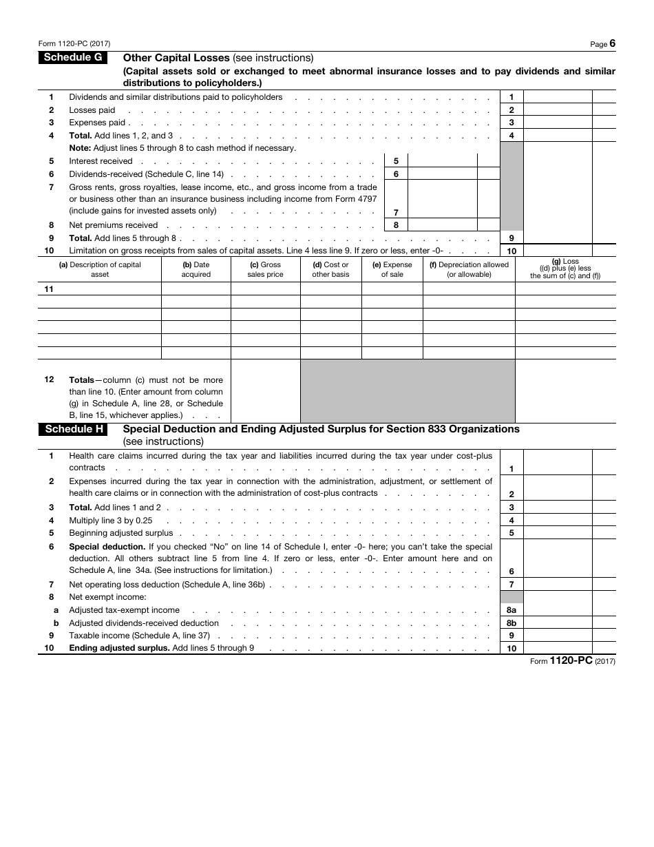 IRS Form 1120-PC U.S. Property and Casualty Insurance Company Income Tax Return, Page 6