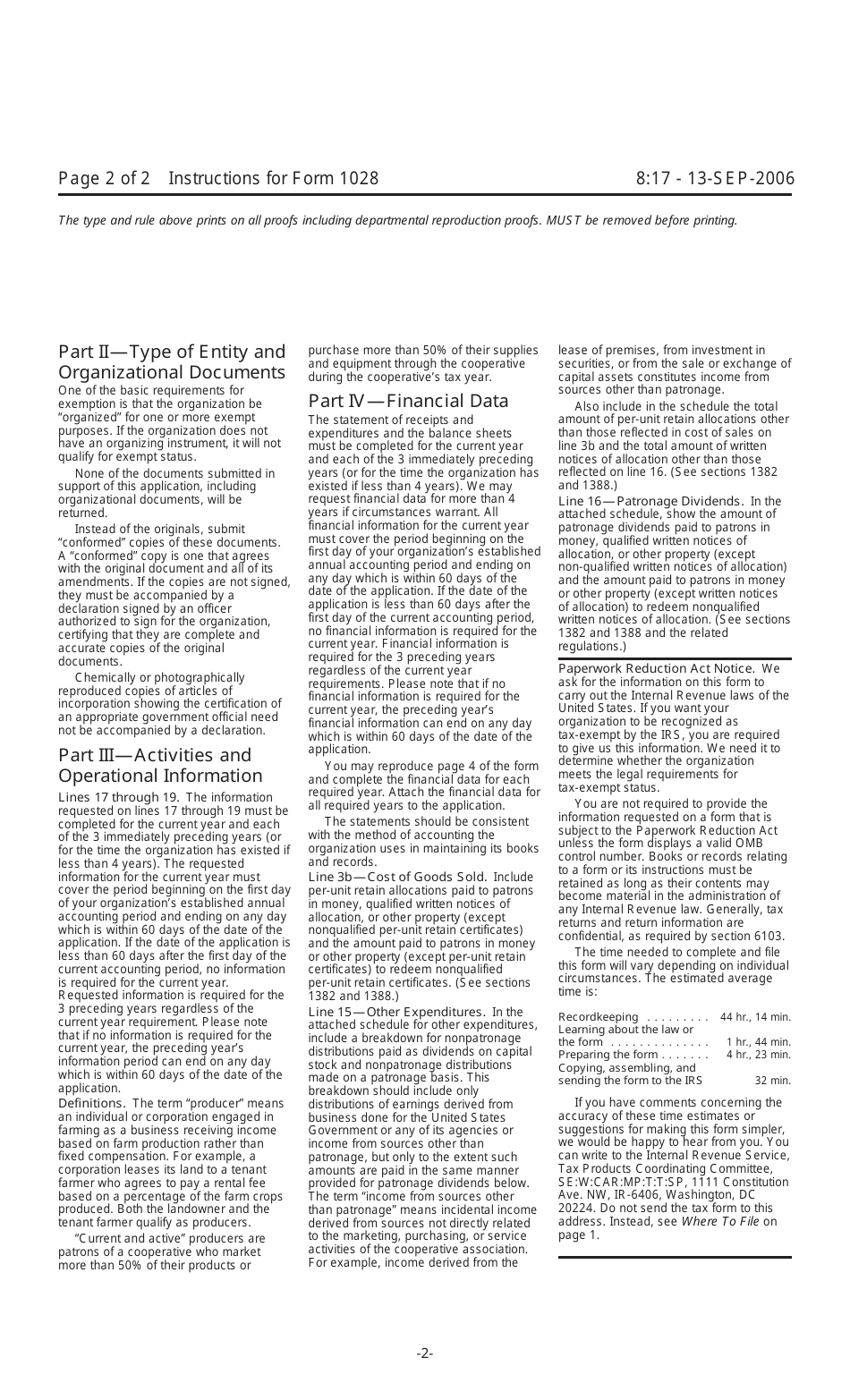 Instructions for IRS Form 1028 Application for Recognition of Exemption Under Section 521 of the Internal Revenue Code, Page 2