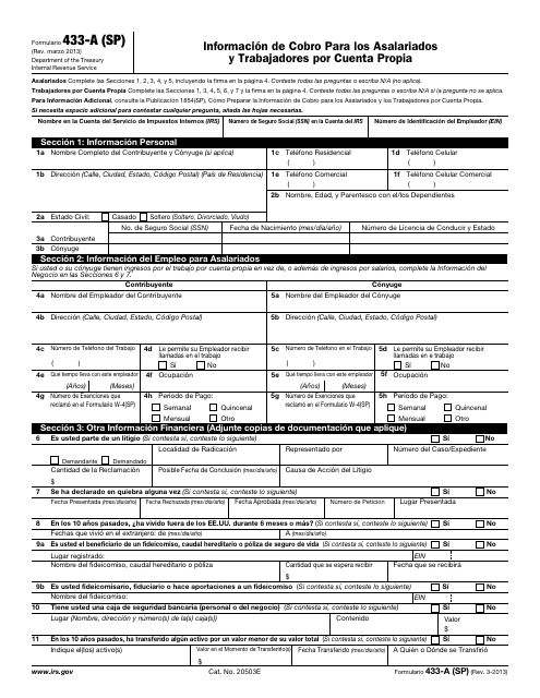 IRS Form 433-A (SP)  Printable Pdf