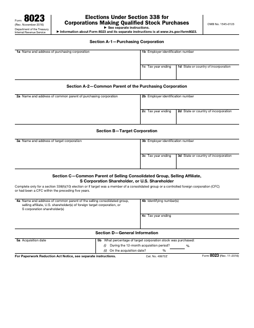 IRS Form 8023  Printable Pdf
