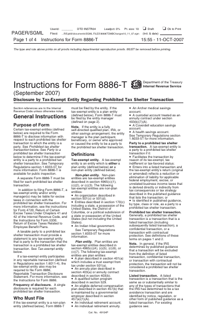IRS Form 8886-T  Printable Pdf