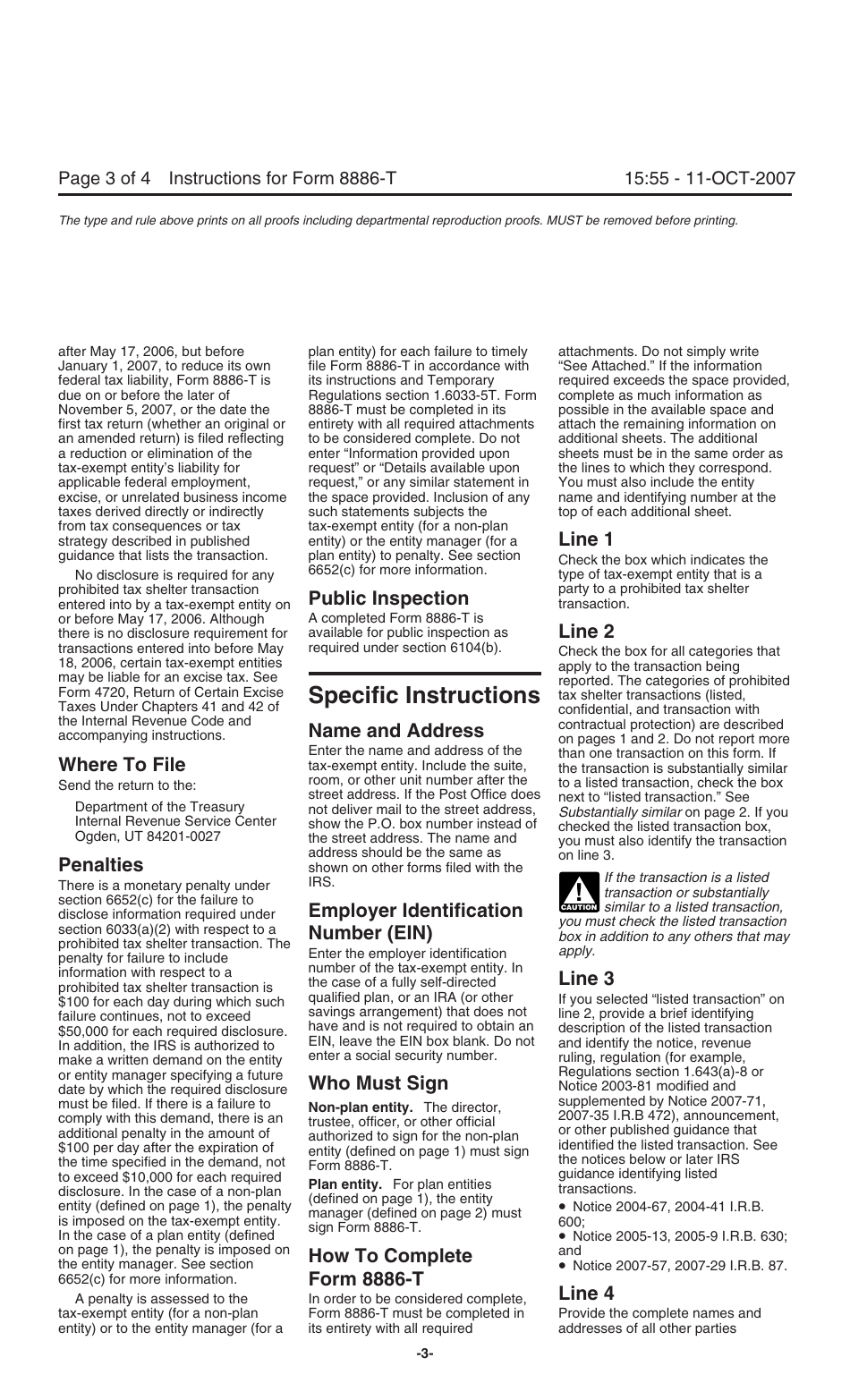 Instructions for IRS Form 8886-T Disclosure by Tax-Exempt Entity Regarding Prohibited Tax Shelter Transaction, Page 3