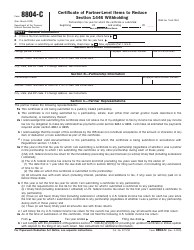Document preview: IRS Form 8804-C Certificate of Partner-Level Items to Reduce Section 1446 Withholding