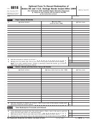 Document preview: IRS Form 8818 Optional Form to Record Redemption of Series Ee and I U.S. Savings Bonds Issued After 1989