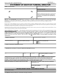 Document preview: Form SSA-721 Statement of Death by Funeral Director