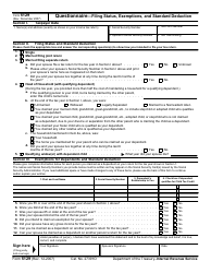 Document preview: IRS Form 5129 Questionnaire-Filing Status, Exemptions, and Standard Deduction