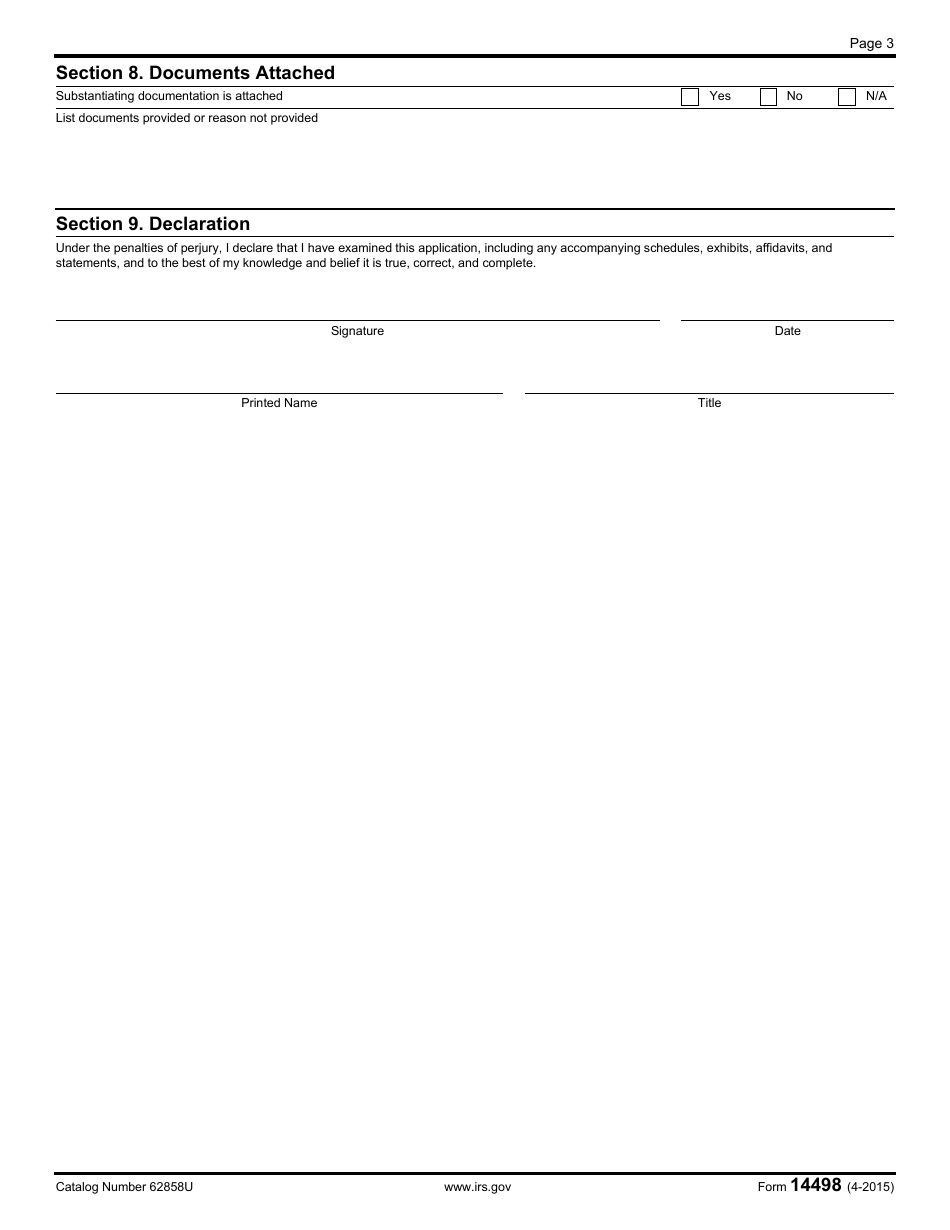 IRS Form 14498 Application for Consent to Sale of Property Free of the Federal Tax Lien, Page 3
