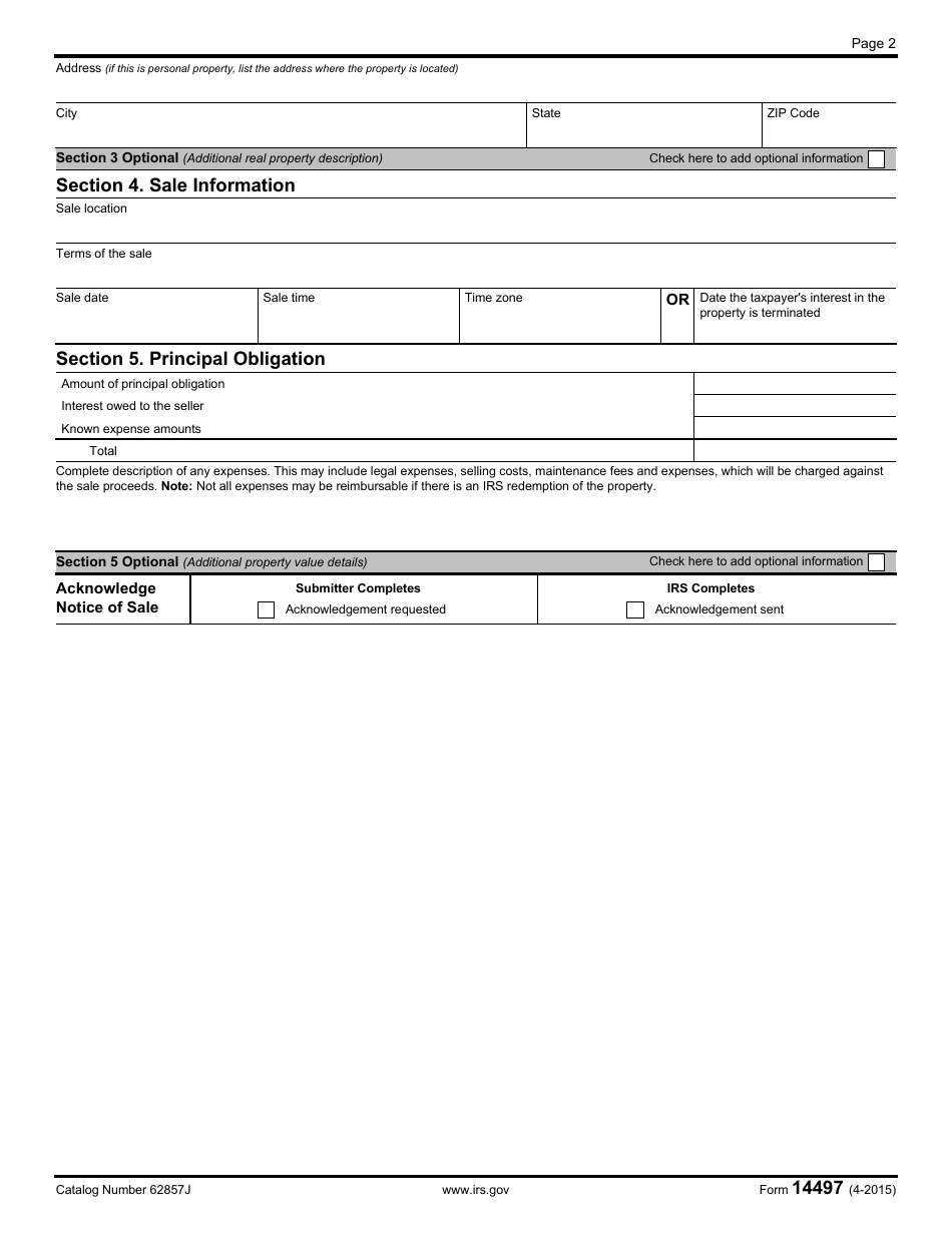 IRS Form 14497 Notice of Nonjudicial Sale of Property, Page 2