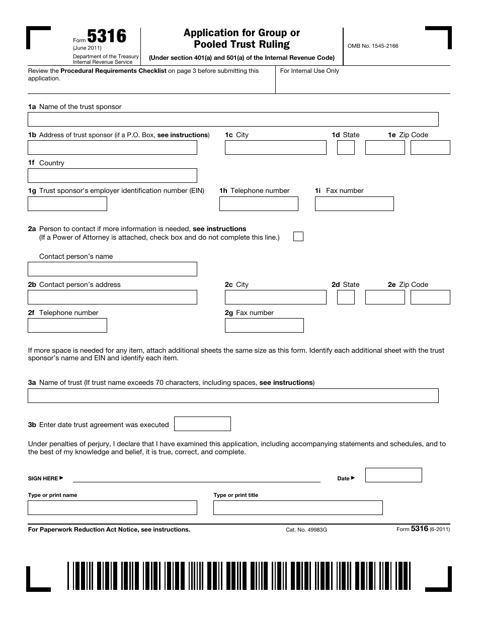 IRS Form 5316 Download Fillable PDF or Fill Online Application for ...