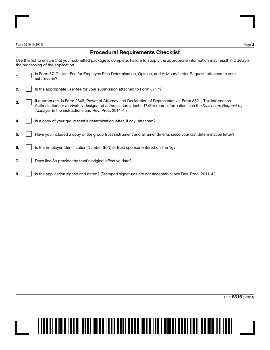 IRS Form 5316 Application for Group or Pooled Trust Ruling, Page 3
