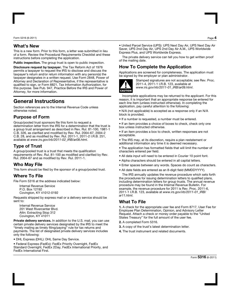 IRS Form 5316 Application for Group or Pooled Trust Ruling, Page 4