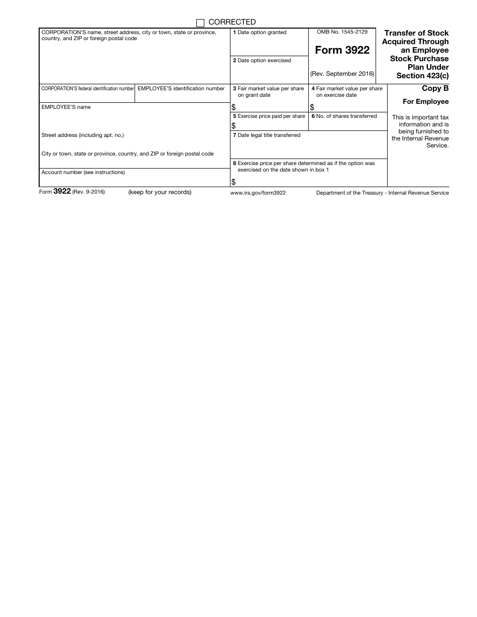 IRS Form 3922 - Fill Out, Sign Online and Download Fillable PDF ...