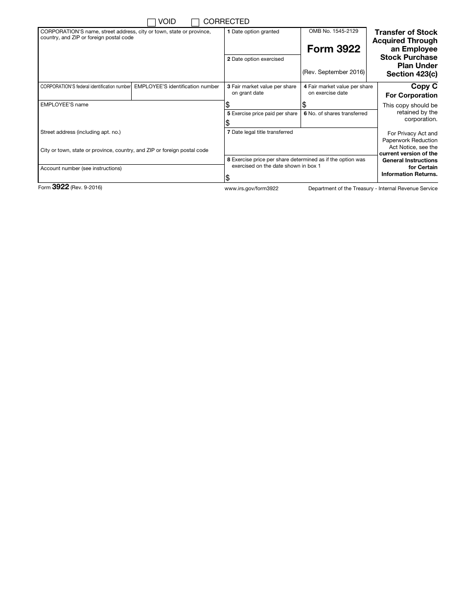 IRS Form 3922 - Fill Out, Sign Online and Download Fillable PDF ...