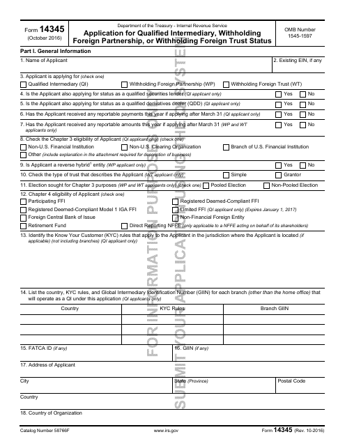 IRS Form 14345  Printable Pdf