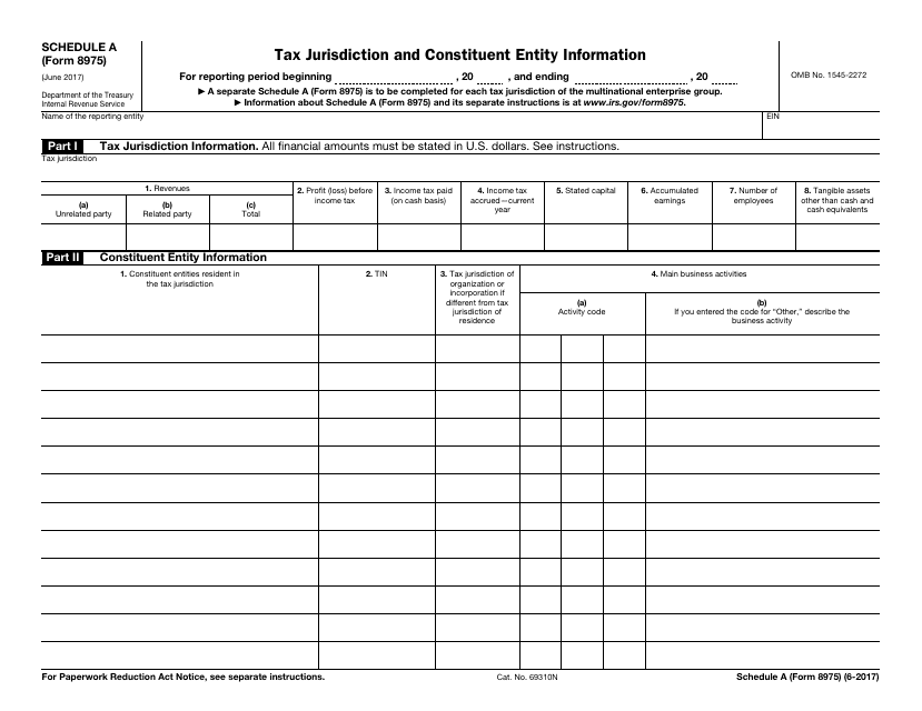 IRS Form 8975 Schedule A  Printable Pdf