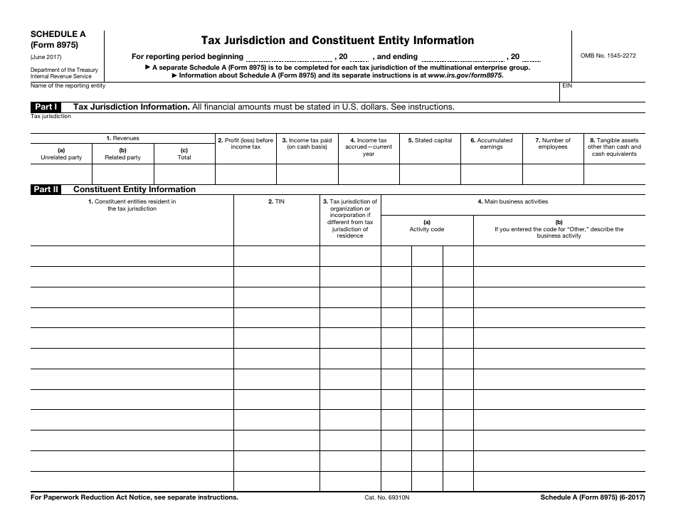 IRS Form 8975 Schedule A Tax Jurisdiction and Constituent Entity Information, Page 1