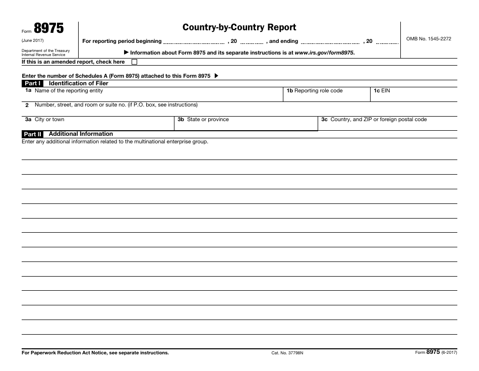IRS Form 8975 Country-By-Country Report, Page 1