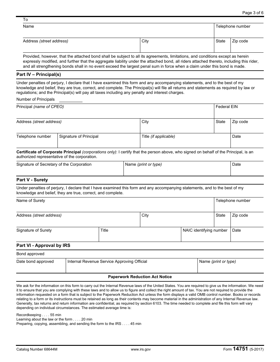 IRS Form 14751 Certified Professional Employer Organization Surety Bond, Page 3