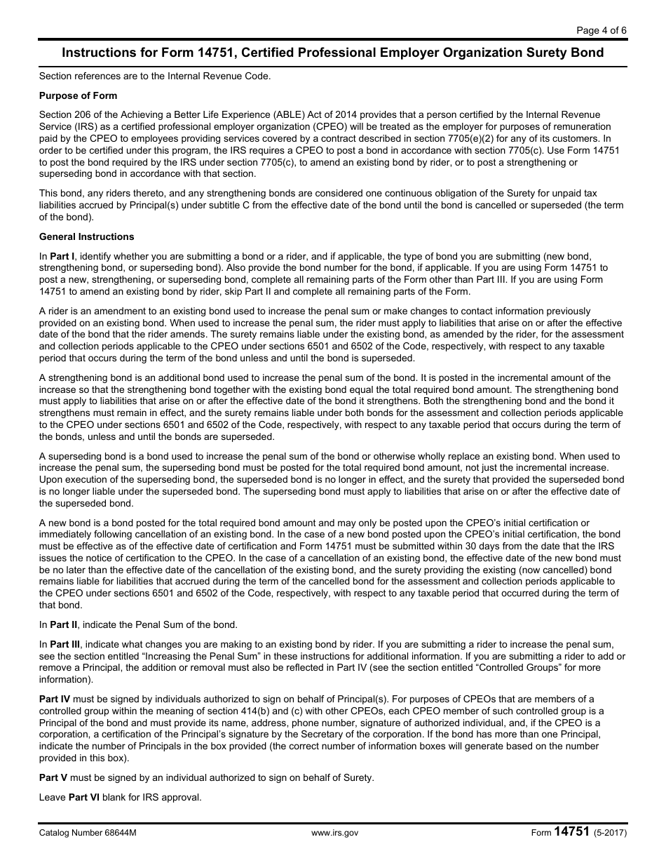 IRS Form 14751 Certified Professional Employer Organization Surety Bond, Page 4