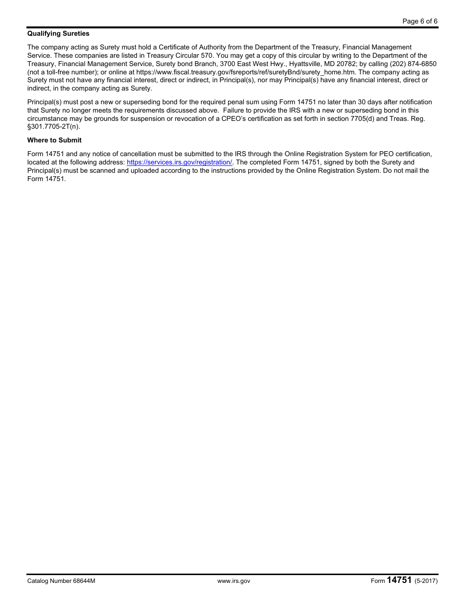 IRS Form 14751 Certified Professional Employer Organization Surety Bond, Page 6