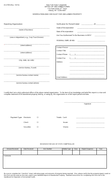 Form AC2709  Printable Pdf