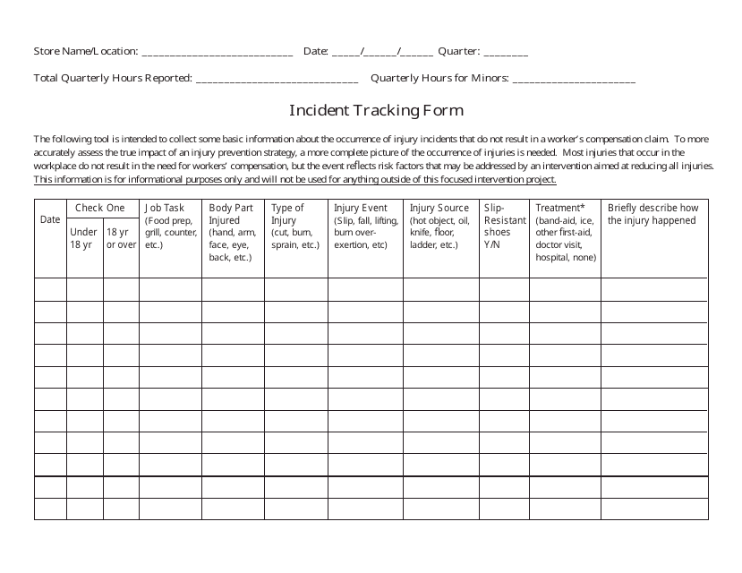 Incident Tracking Sheet Template Download Pdf
