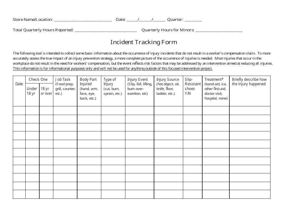 Incident Tracking Sheet Template, Page 1
