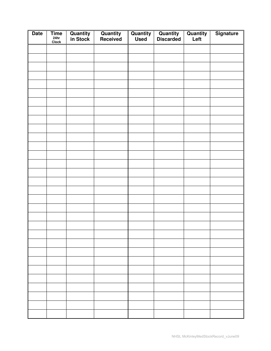 Medication Stock Recording Sheet Template - Nhs Download Printable PDF ...