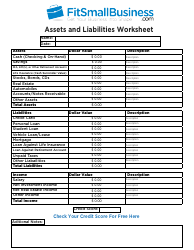 Document preview: Assets and Liabilities Worksheet Template