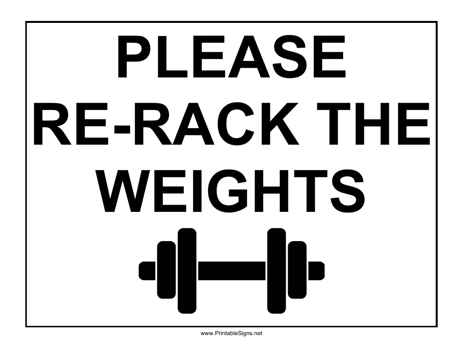 Re-rack Weights sign template image preview