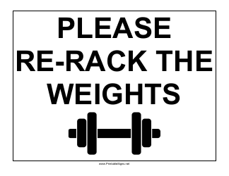Document preview: Re-rack Weights Sign Template