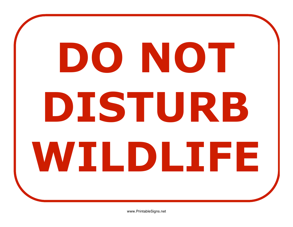 Do Not Disturb Wildlife Sign Template Image Preview