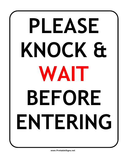 Knock and Wait Sign Template