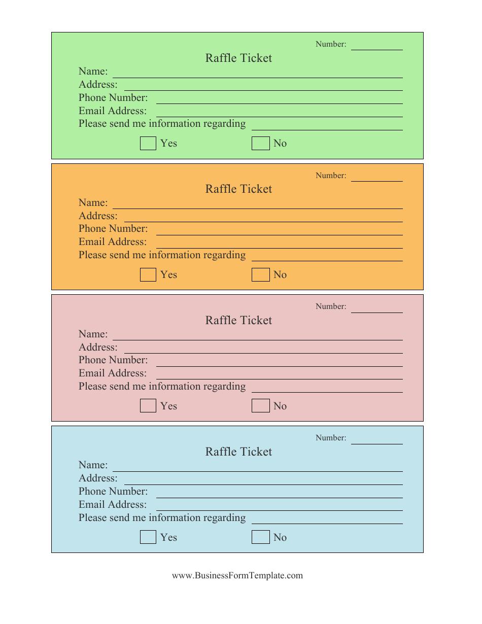 Raffle Ticket Template - Multicolored