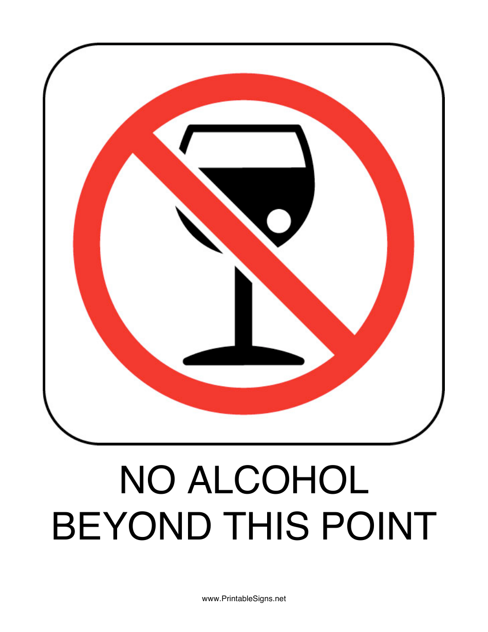 No Alcohol Beyond This Point Sign Template Download Printable PDF
