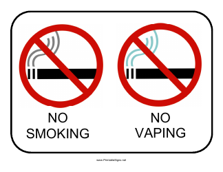Document preview: No Smoking No Vaping Sign Template