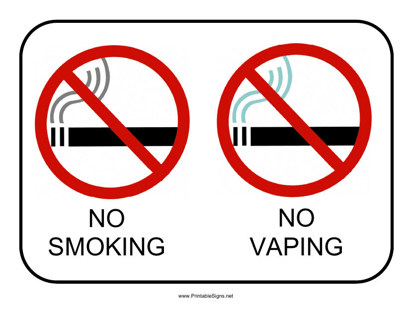 No Smoking No Vaping Sign Template